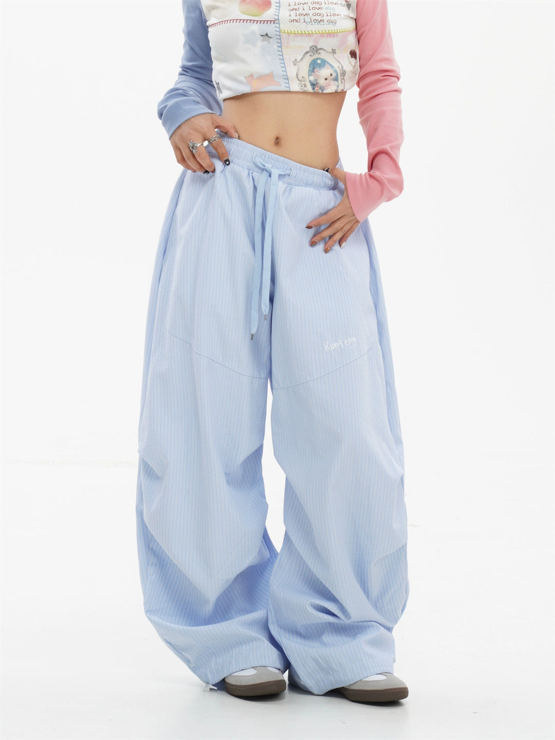 Striped Wide Leg Casual Pants