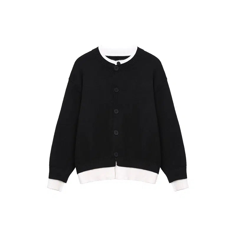 Button Front Crewneck Cardigan