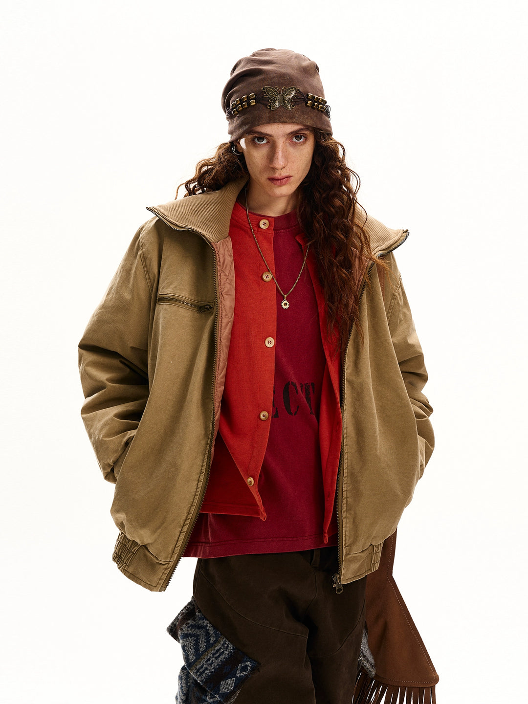 Distressed Thick Cotton Workwear Coat