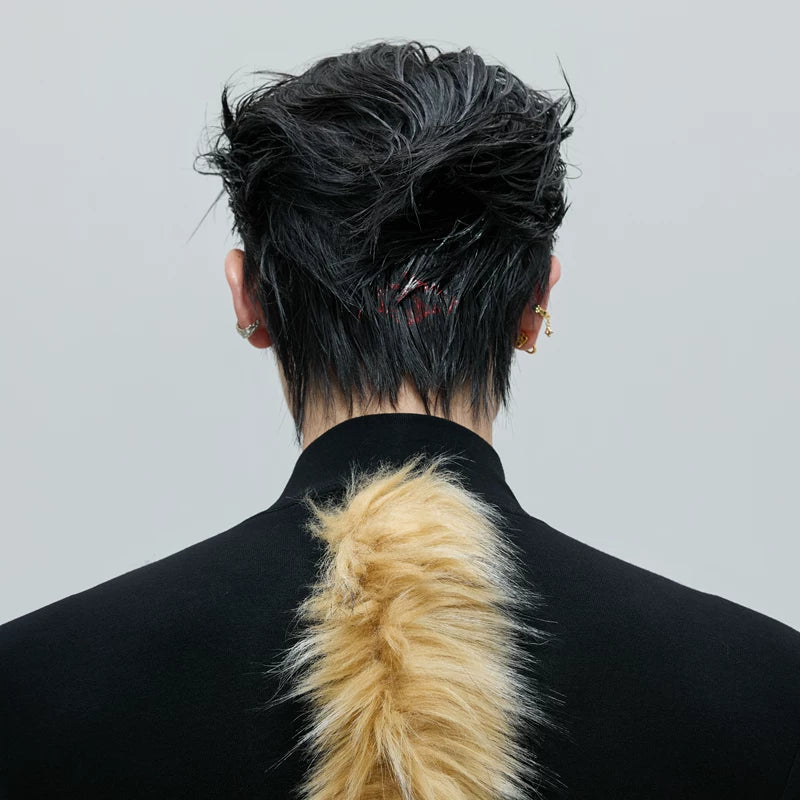 Furry High-Neck Slim Fit Pullover