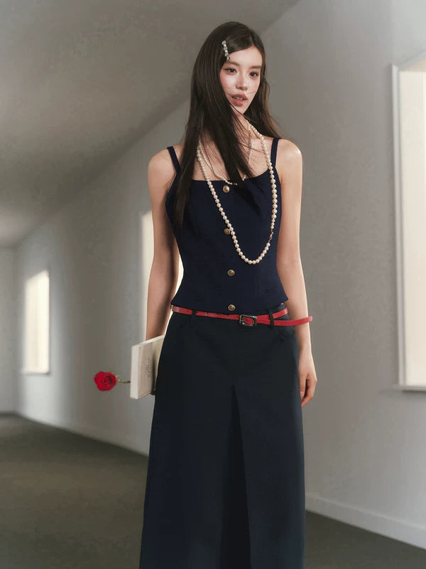 Top de tanque camisón ajustado de tweed 