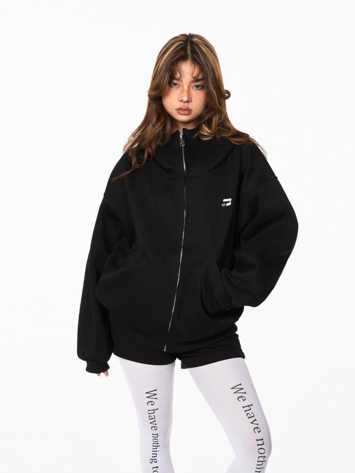 Retro High Collar Hooded Cardigan
