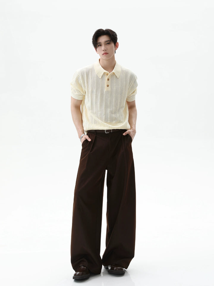 Textured Knit Polo Shirt Korte Mouwen 