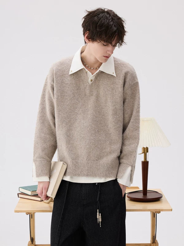 Pull en polaire tricoté à col en V 