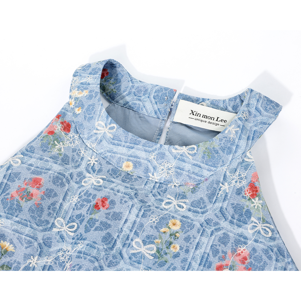 Floral Halter Neck Waist Strap Tank Top