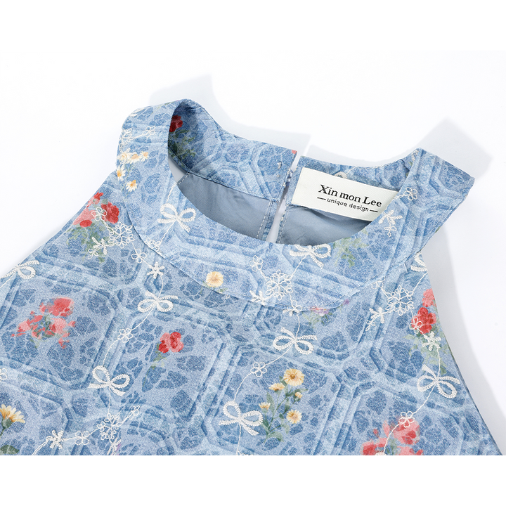 Floral Halter Neck Waist Strap Tank Top