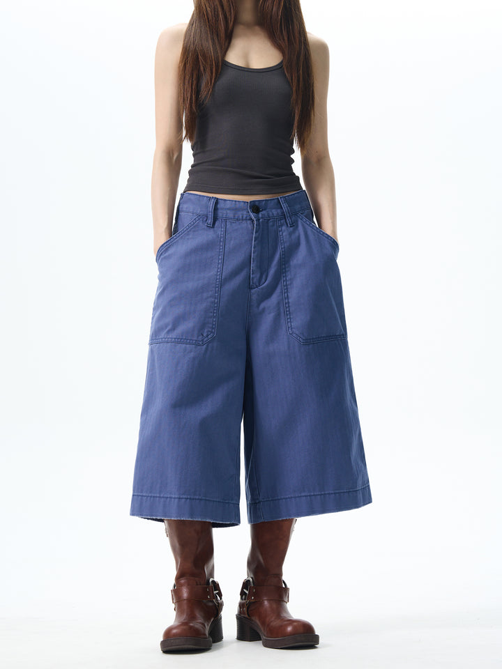 Loose Fit Cropped Cargo Pants