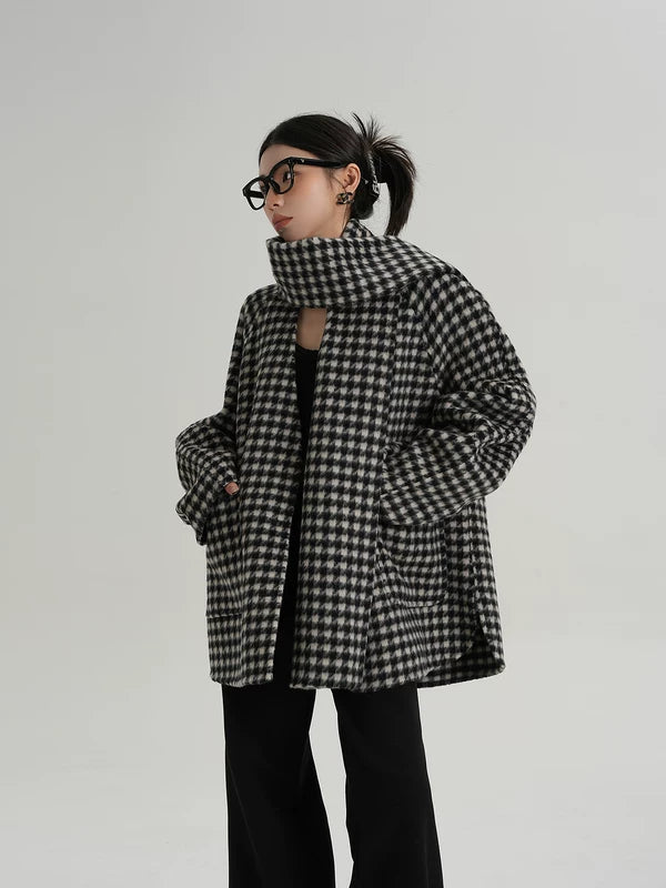 Плаидовый шершащий шарф-воротник 