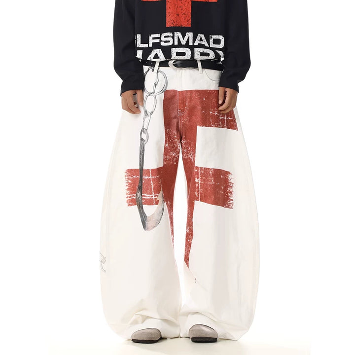 Pantalons larges déstructurés à imprimé déchiré 