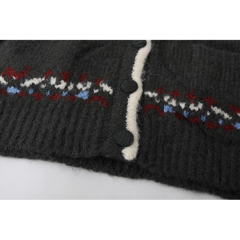 Fair Isle blommig stickad cardigantröja 