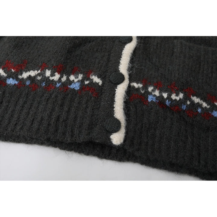 Fair Isle blommig stickad cardigantröja 