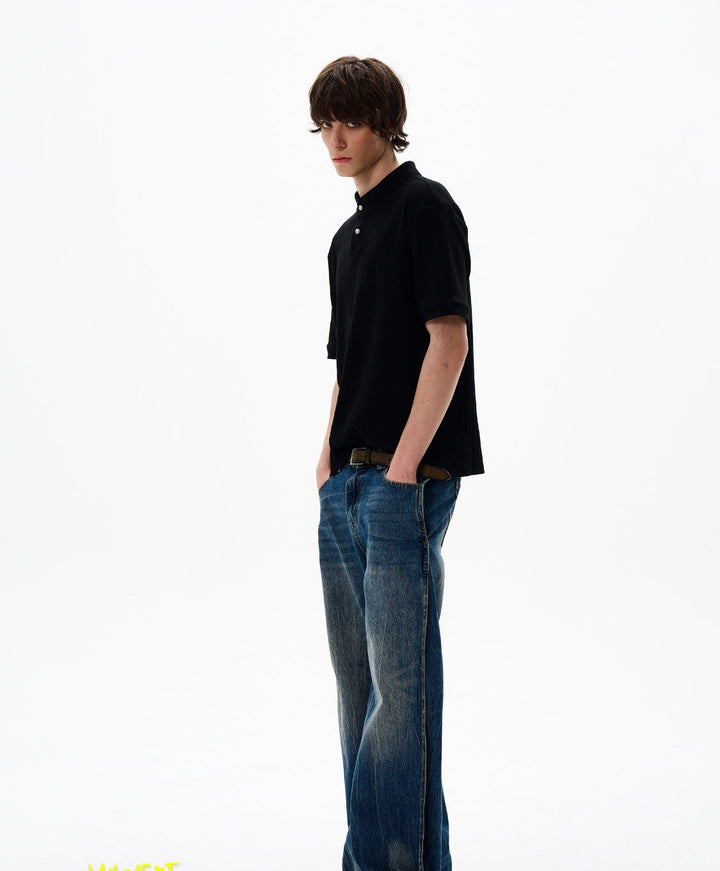 Textured Short-Sleeve Knit Pullover