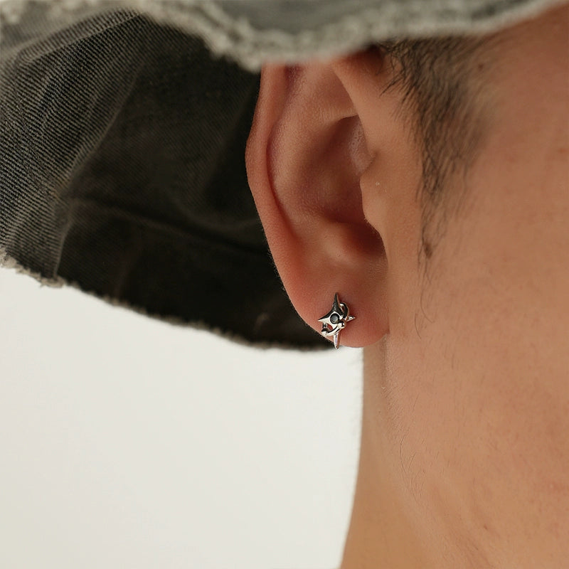 Sterling Silver Cross Planet Stud Earring