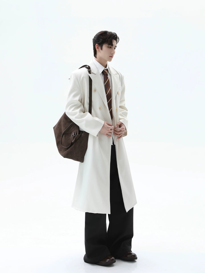 Twill Texture Long Windbreaker Coat