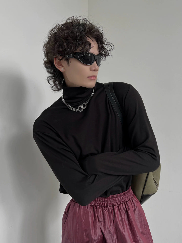 Slim-fit High Collar Long-Sleeve Pullover