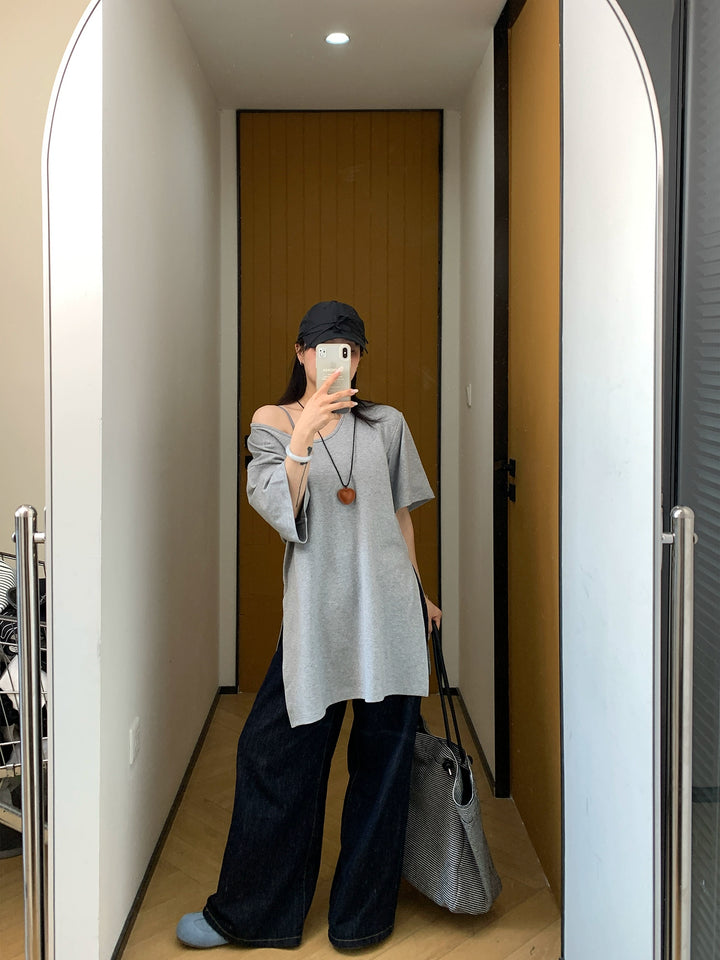 Loose Fit Draped Short Sleeve T-Shirt