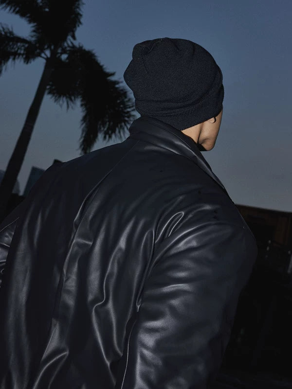 Veste en cuir synthétique rembourrée rétro 