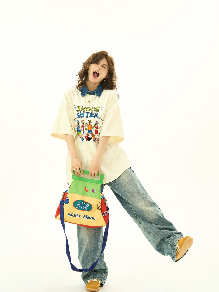 Retro Embroidered Loose Fit Shirt