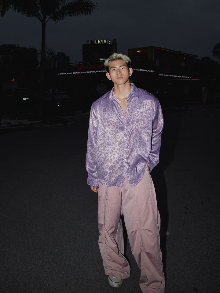 Purple Leopard Print Casual Shirt