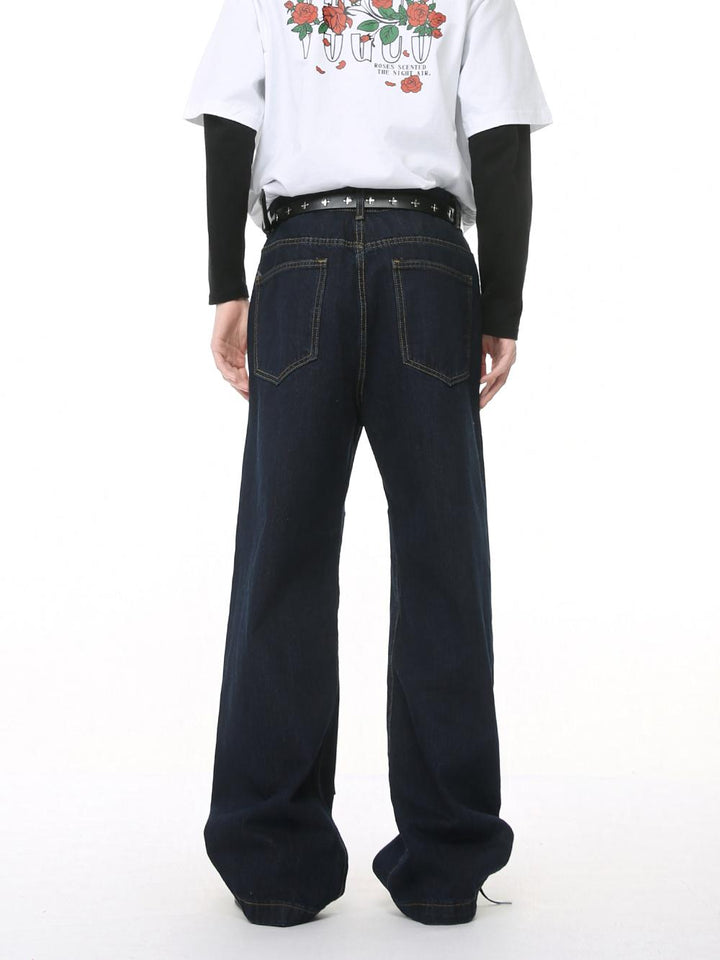Workwear Stitching Loose Straight Pants