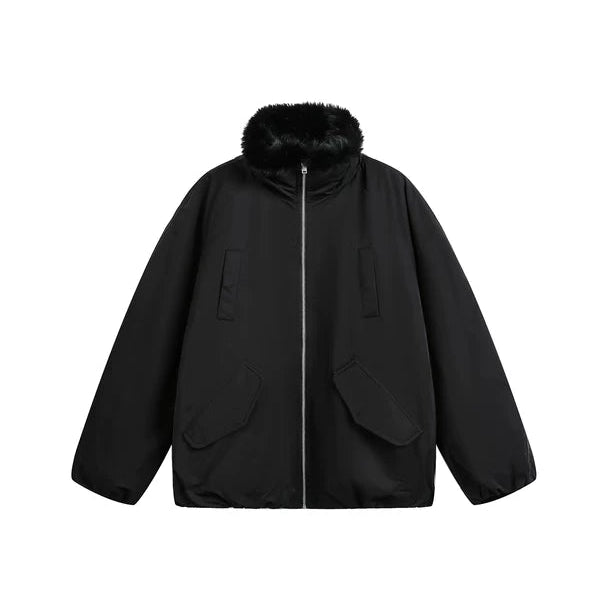 Chaqueta acolchada con capucha de piel sintética de invierno 