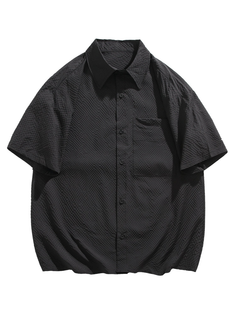 Texture Short-Sleeve Casual Shirt