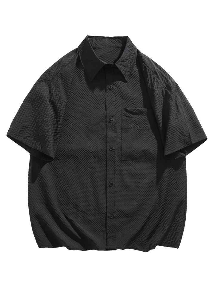 Texture Short-Sleeve Casual Shirt