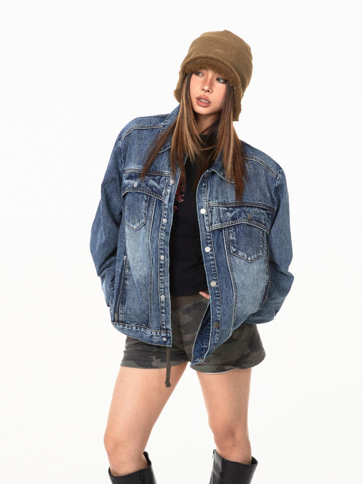 Short Loose Washed Denim Jacket