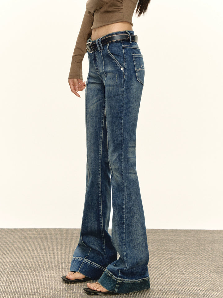 Washed Slim Fit Flare Jeans