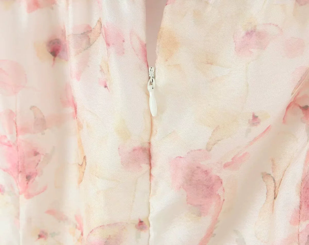 Vestido de Verão Sem Mangas com Estampa Floral em Camadas 