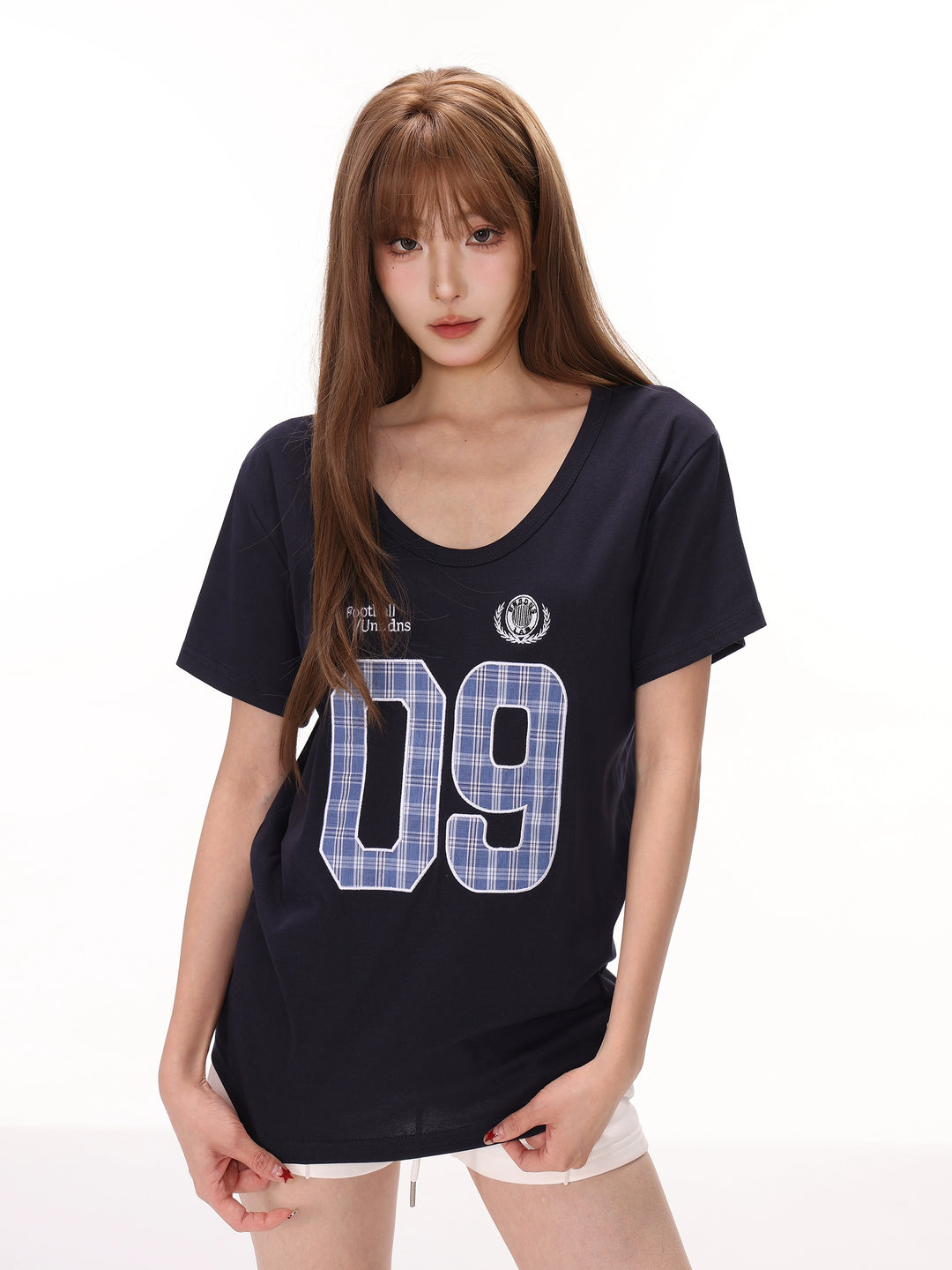 T-shirt de sport à manches courtes à imprimé écossais 