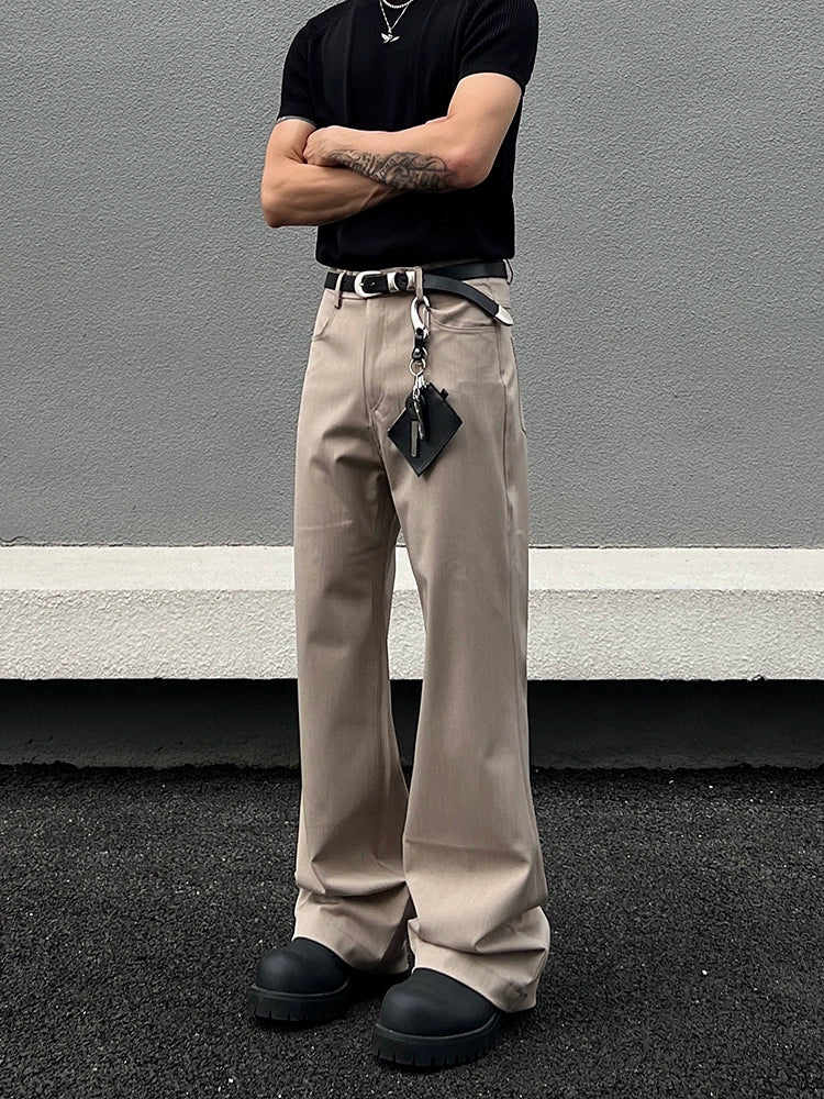 Pantalones casuales minimalistas de pierna recta acampanada 
