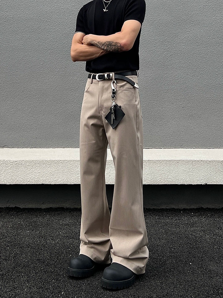 Pantalones casuales minimalistas de pierna recta acampanada 