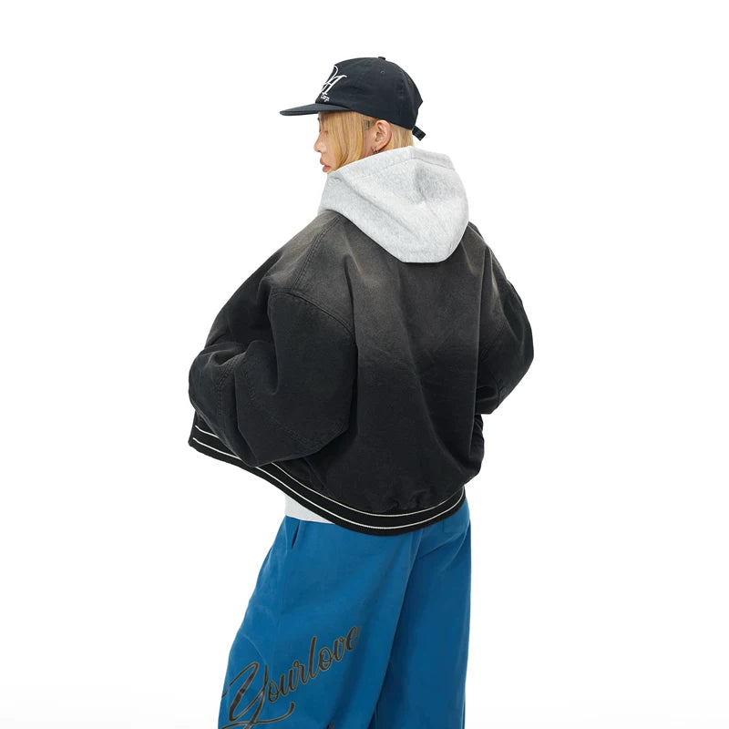 Gradient Embroidered Baseball Jacket