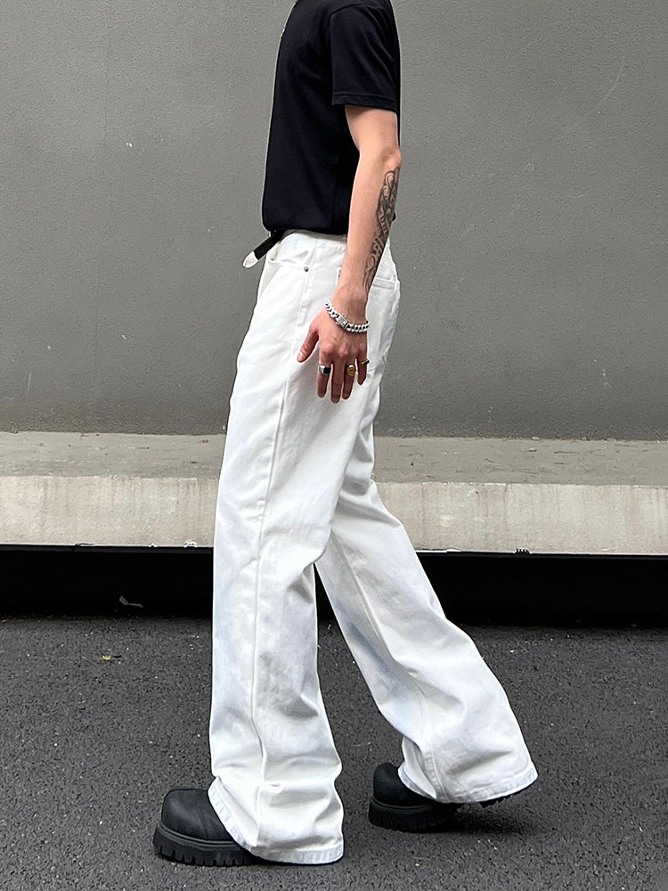 White Straight-Leg Jeans