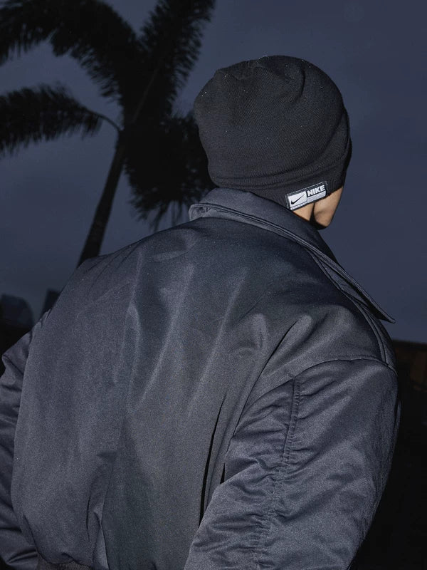 Veste bomber courte en coton brodée avec fermeture éclair 