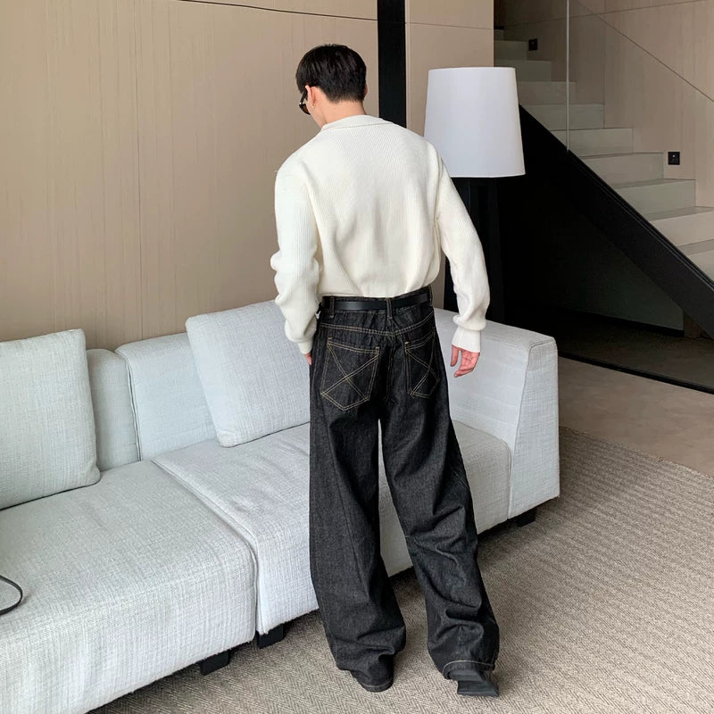 Calças de Perna Reta com Lâmina Curvada Deconstruída 