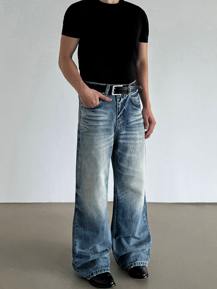 A-Line Straight Wide-Leg Baggy Jeans