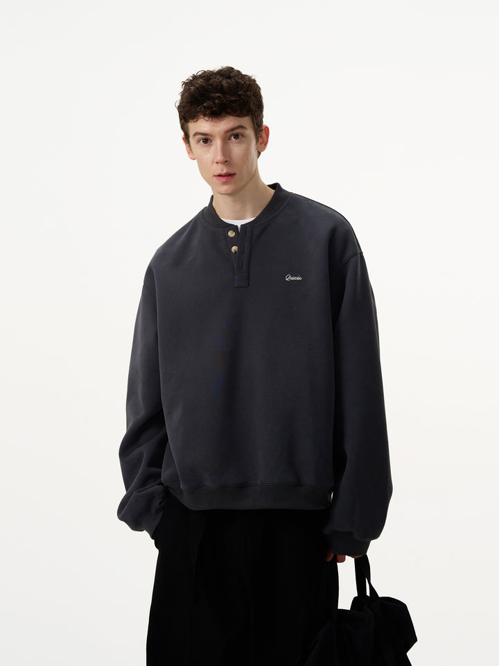 Henry Collar Casual Pullover Sweatshirt