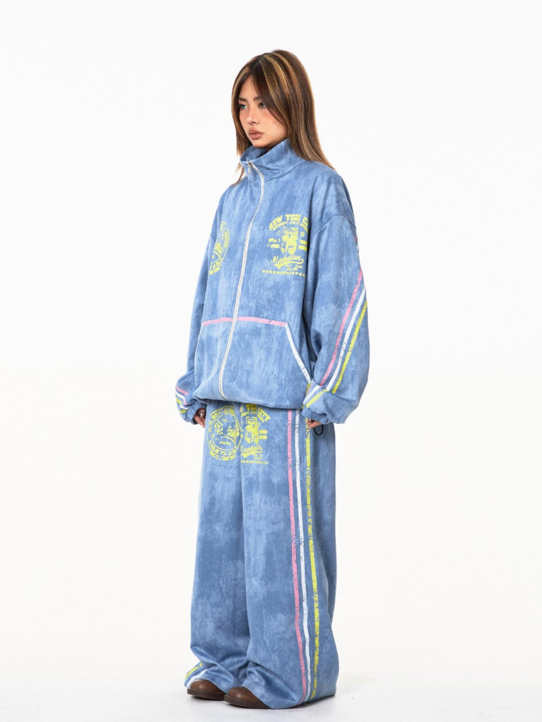 Retro Suede Hip-Hop Jacket Set
