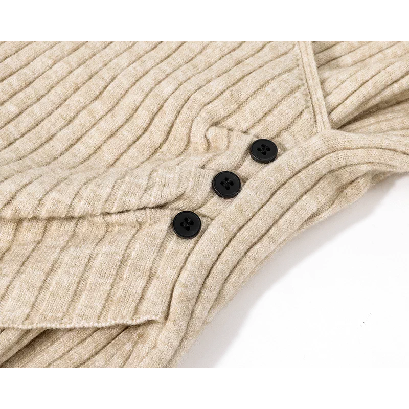 Ribbed V-Neck Wrap Knit Long Sleeve Top