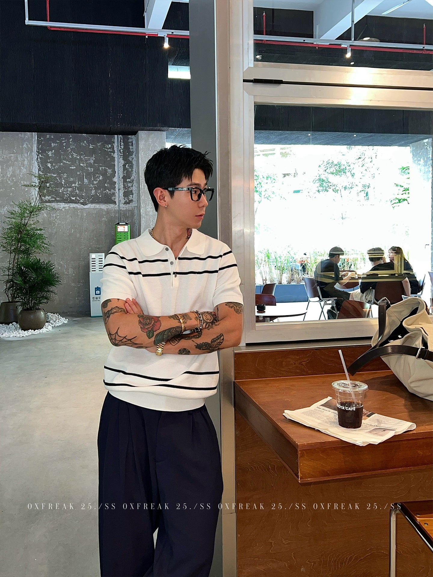 Striped Knitted Short Sleeve Polo Shirt