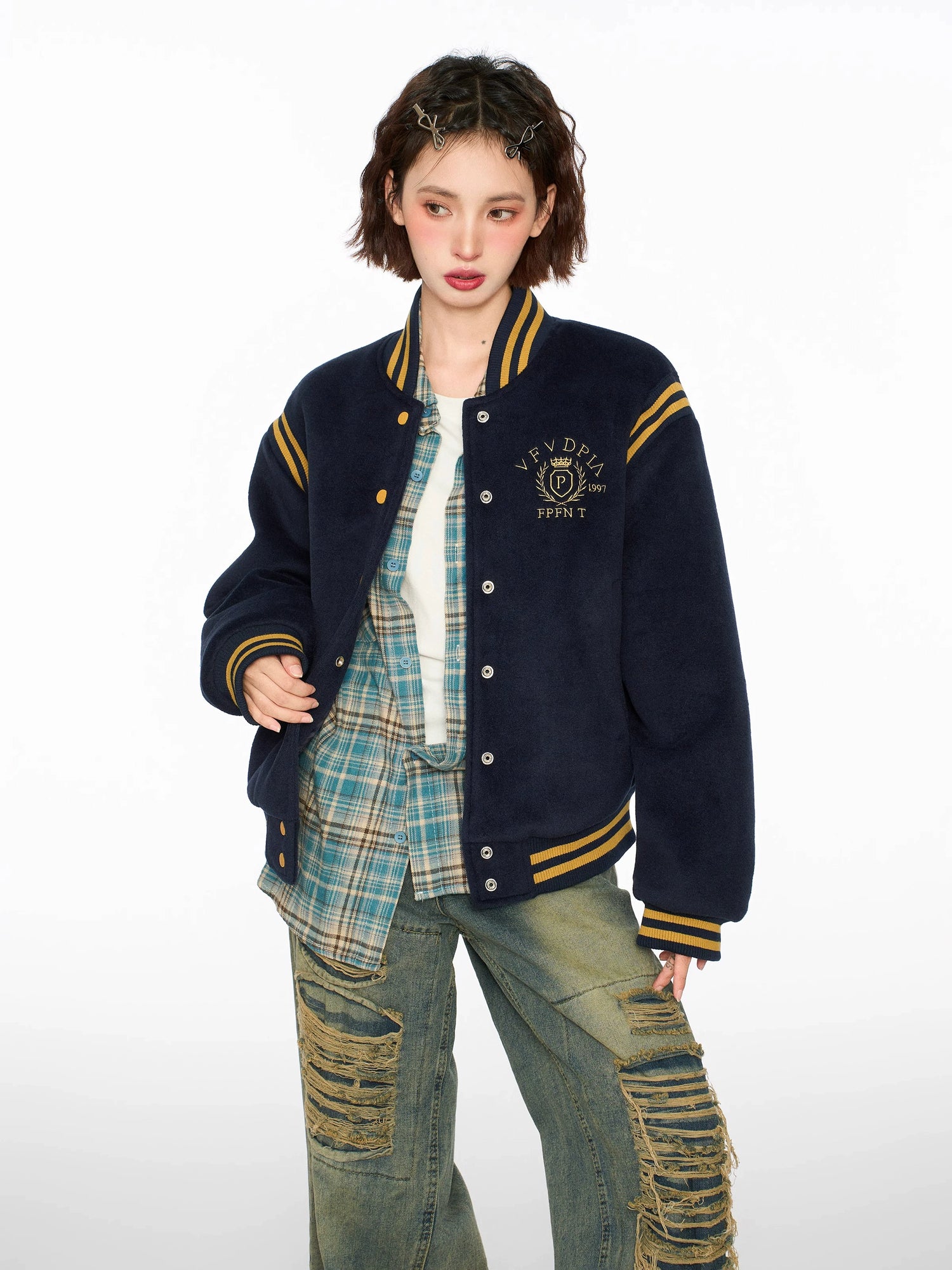 Baseball Varsity Jacke Lockerer Schnitt 