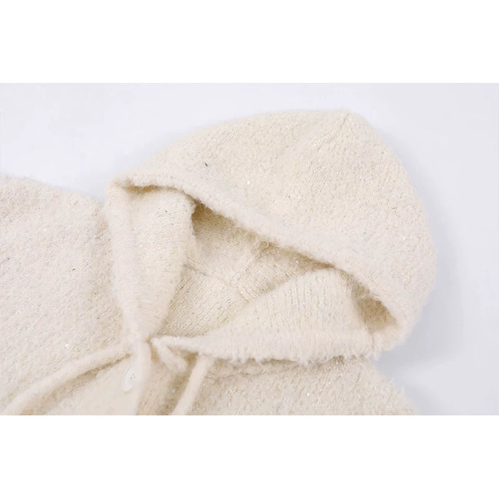 Hooded Button Front Knit Cardigan