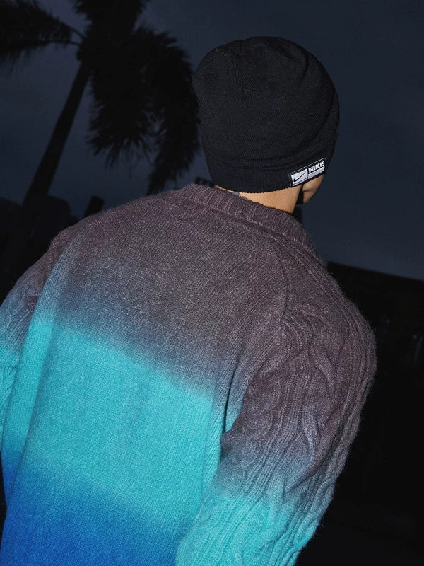 Suéter de punto cableado con degradado 