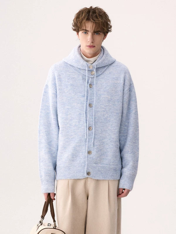 탈부착 가능한 후드 버튼 앞니트 가디건 