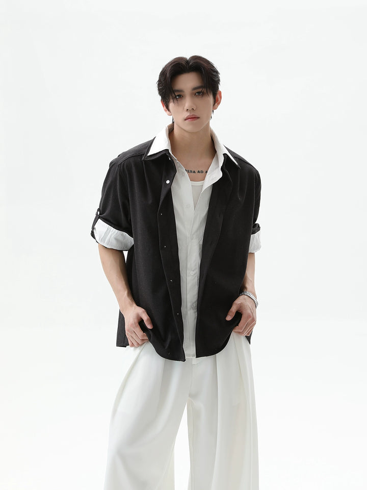 Camisa y pantalones de dos piezas de lino de algodón 