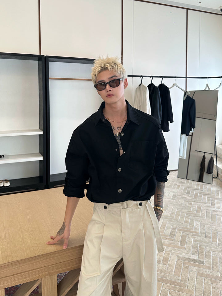 Loose Lapel Long Sleeve Shirt