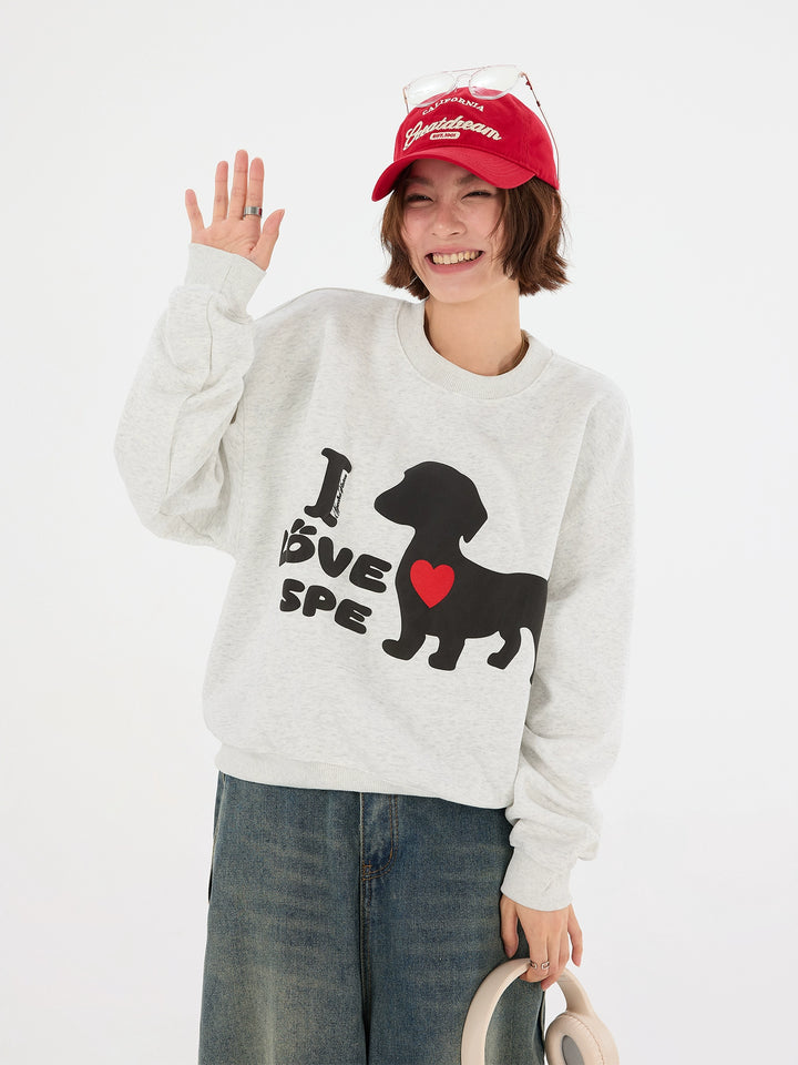 Dachshund grafisk avslappnad kort sweatshirt 