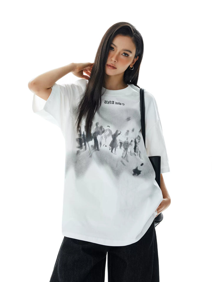 T-shirt à manches courtes avec imprimé graphique rétro 